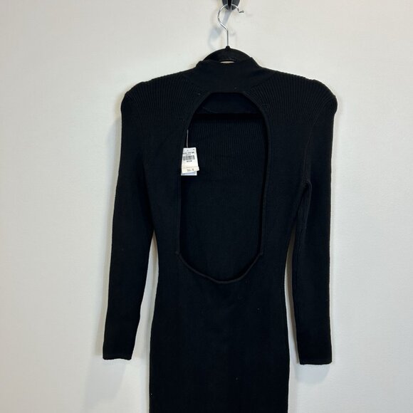 NWT ABERCROMBIE & FITCH Size Medium Black Open-back Midi Sweater Dress - Picture 9 of 10